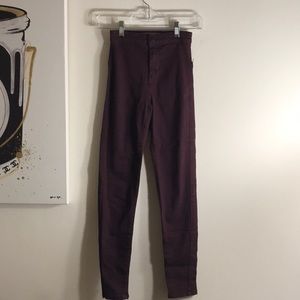 Maroon Top Shop Joni HighWaisted Jeans